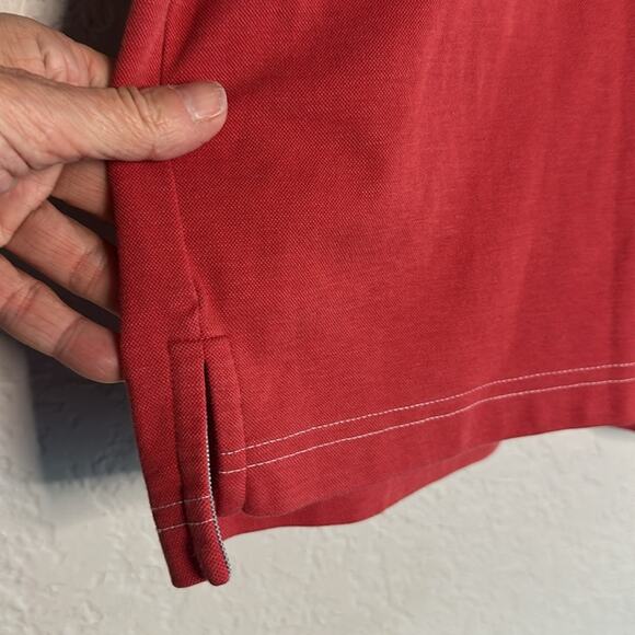 Travis Mathew Polo Shirt Topstitching Pima Cotton Mens Large Stonewashed Red - Picture 4 of 6